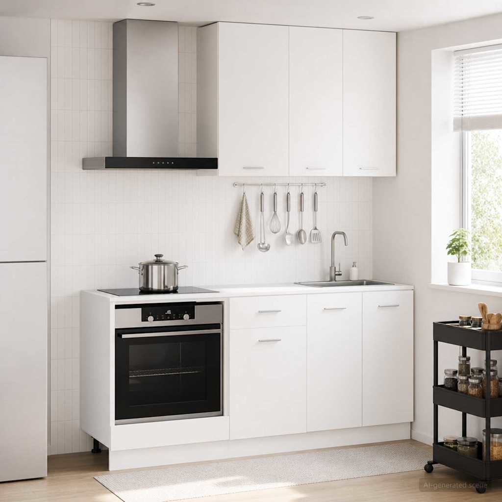 Unité de cuisine LYON 5 pc Blanc Bois d'ingénierie