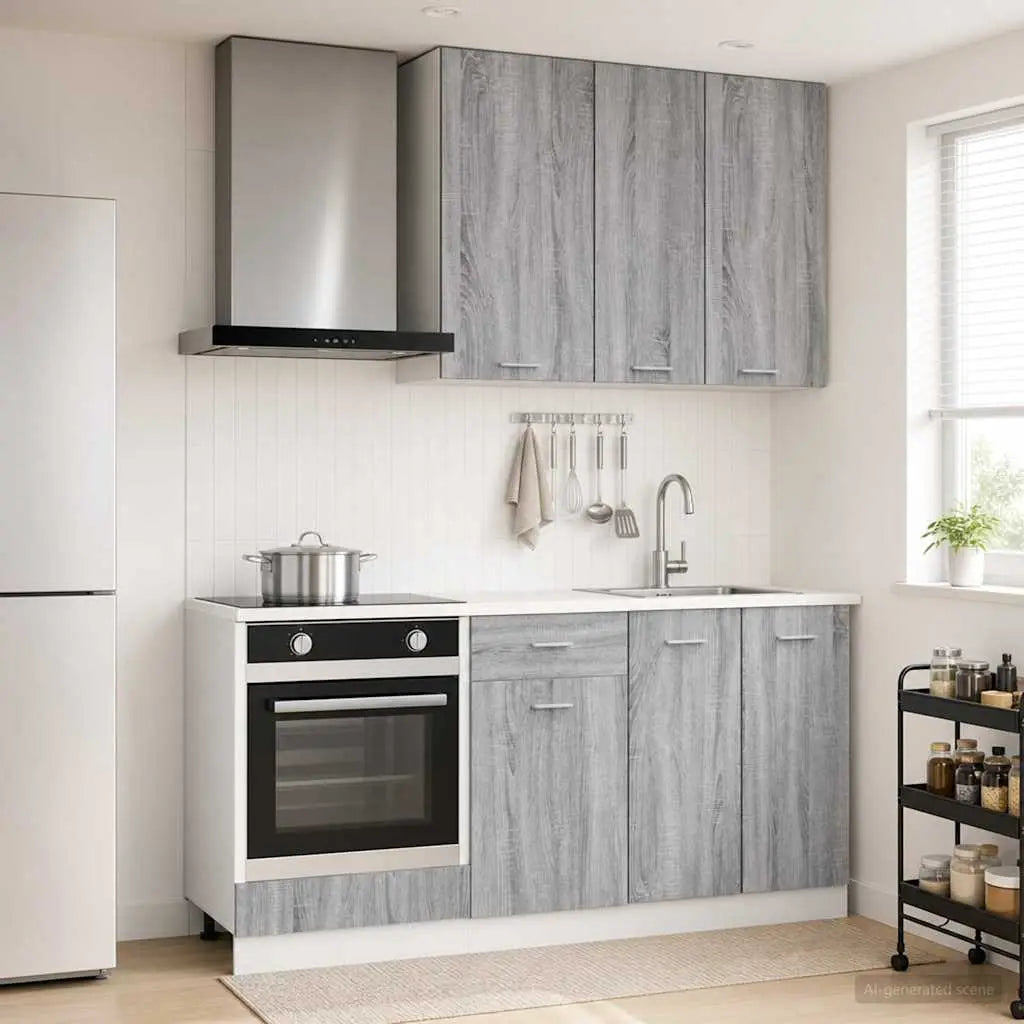 Unité de cuisine LYON 5 pc Sonoma gris Bois d’ingénierie - XIOS