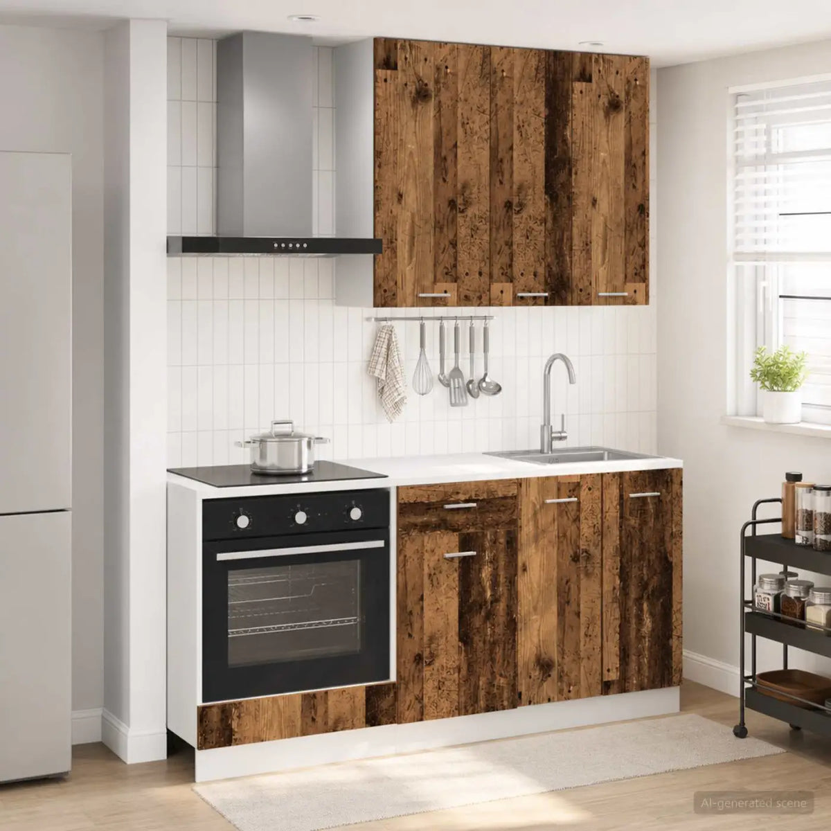 Unité de cuisine LYON 5 pc Bois ancien Bois d’ingénierie - XIOS