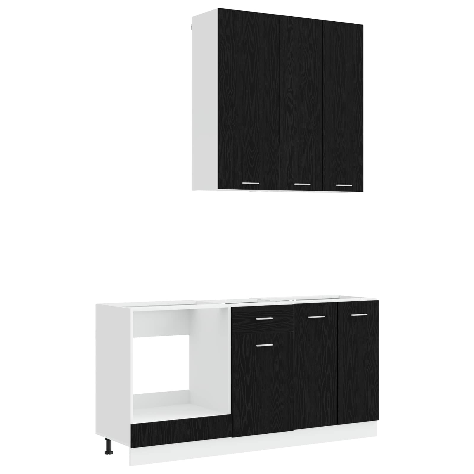 Unité de cuisine LYON 5 pc Chêne noir Bois d'ingénierie