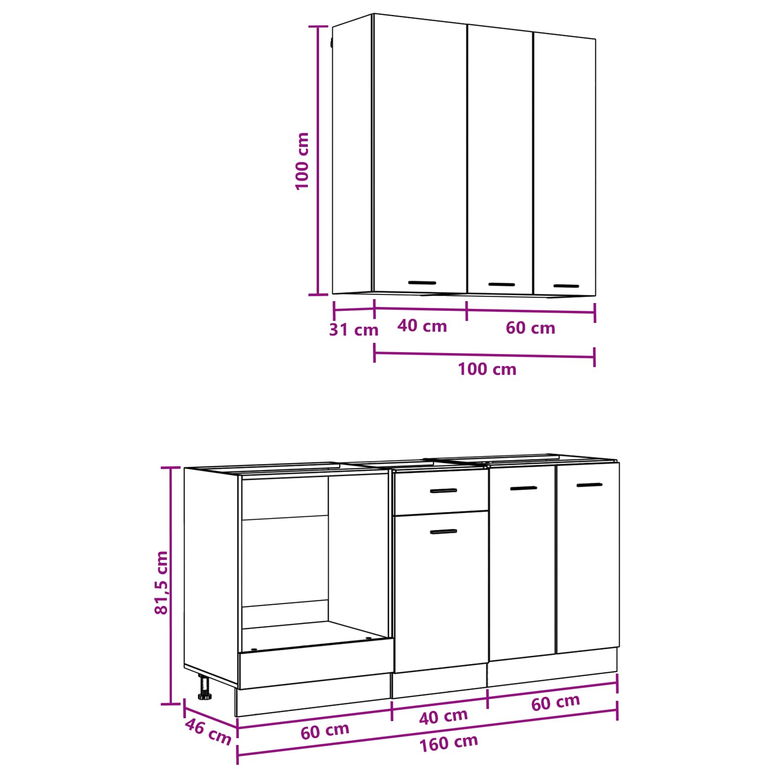 Unité de cuisine LYON 5 pc Chêne Sonoma Bois d'ingénierie - XIOS