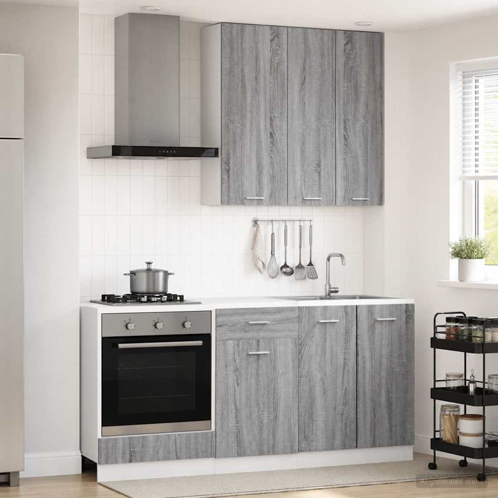 Unité de cuisine LYON 5 pc Sonoma gris Bois d'ingénierie