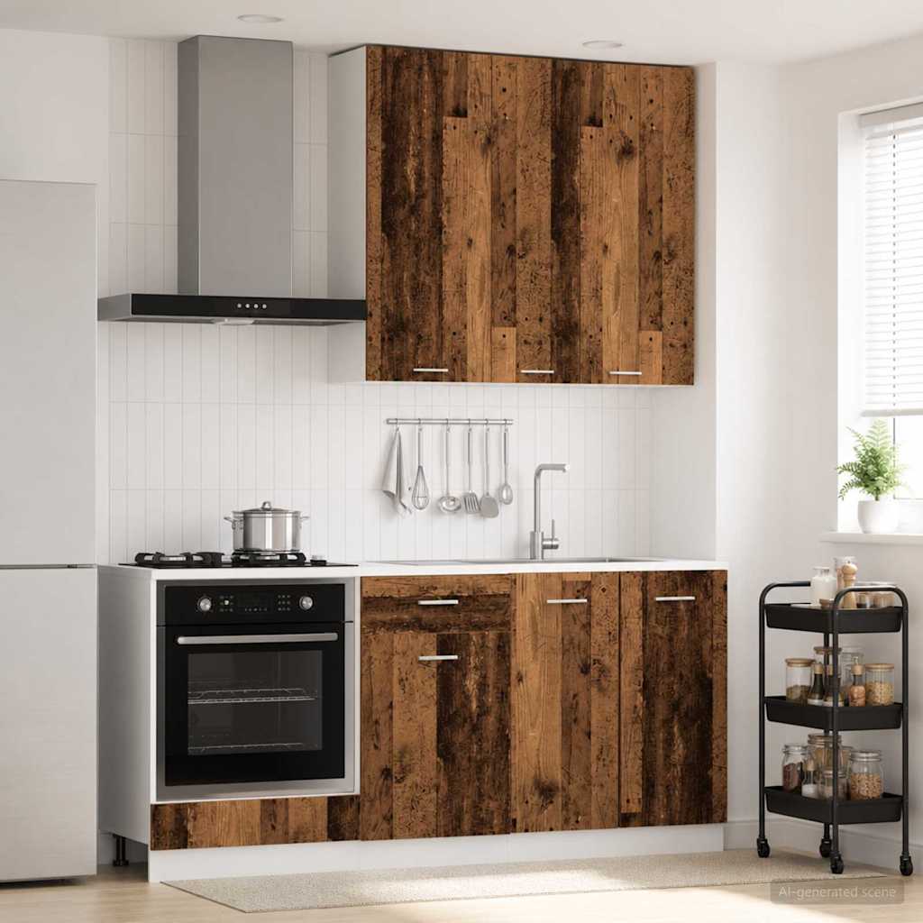Unité de cuisine LYON 5 pc Bois ancien Bois d'ingénierie