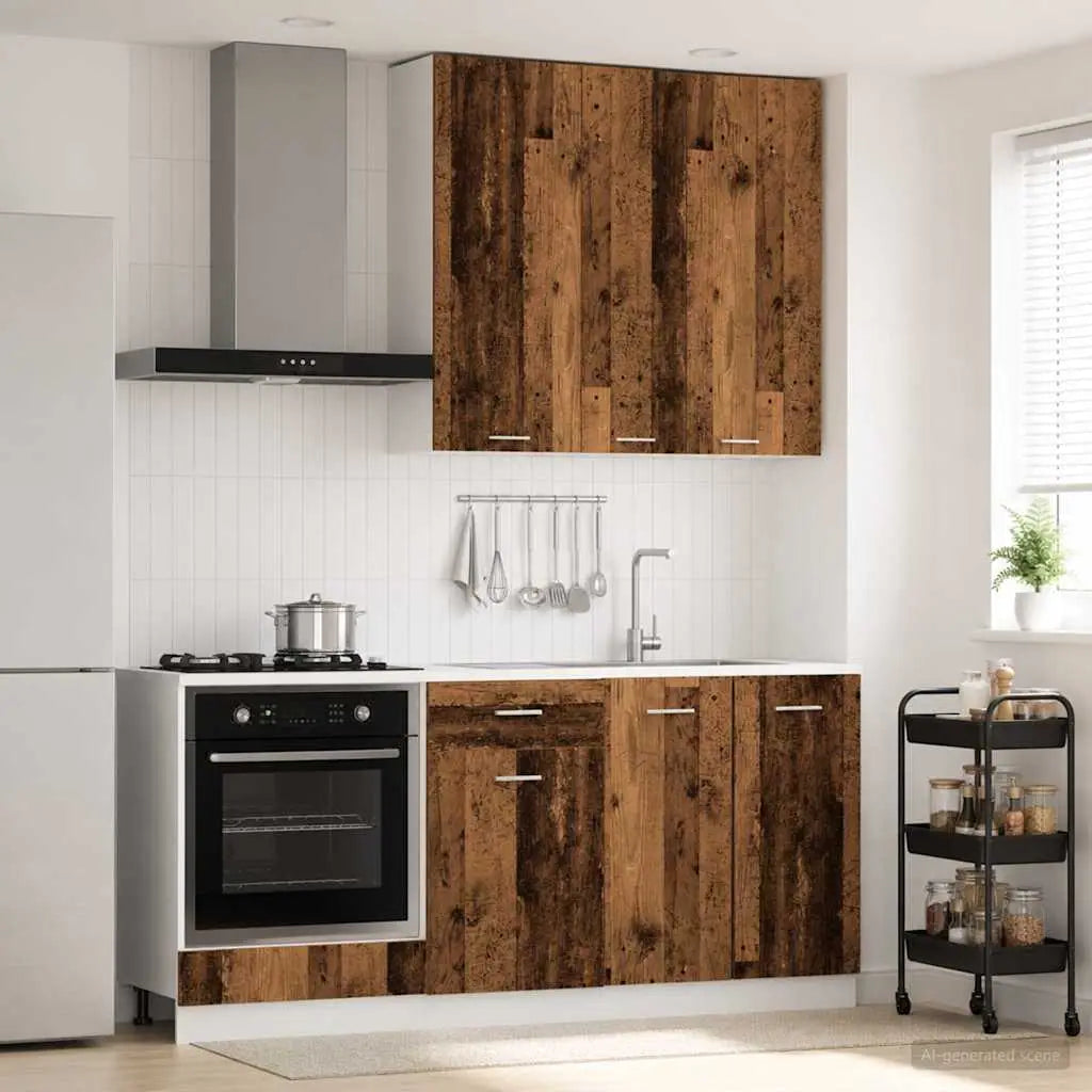 Unité de cuisine LYON 5 pc Bois ancien Bois d’ingénierie - XIOS