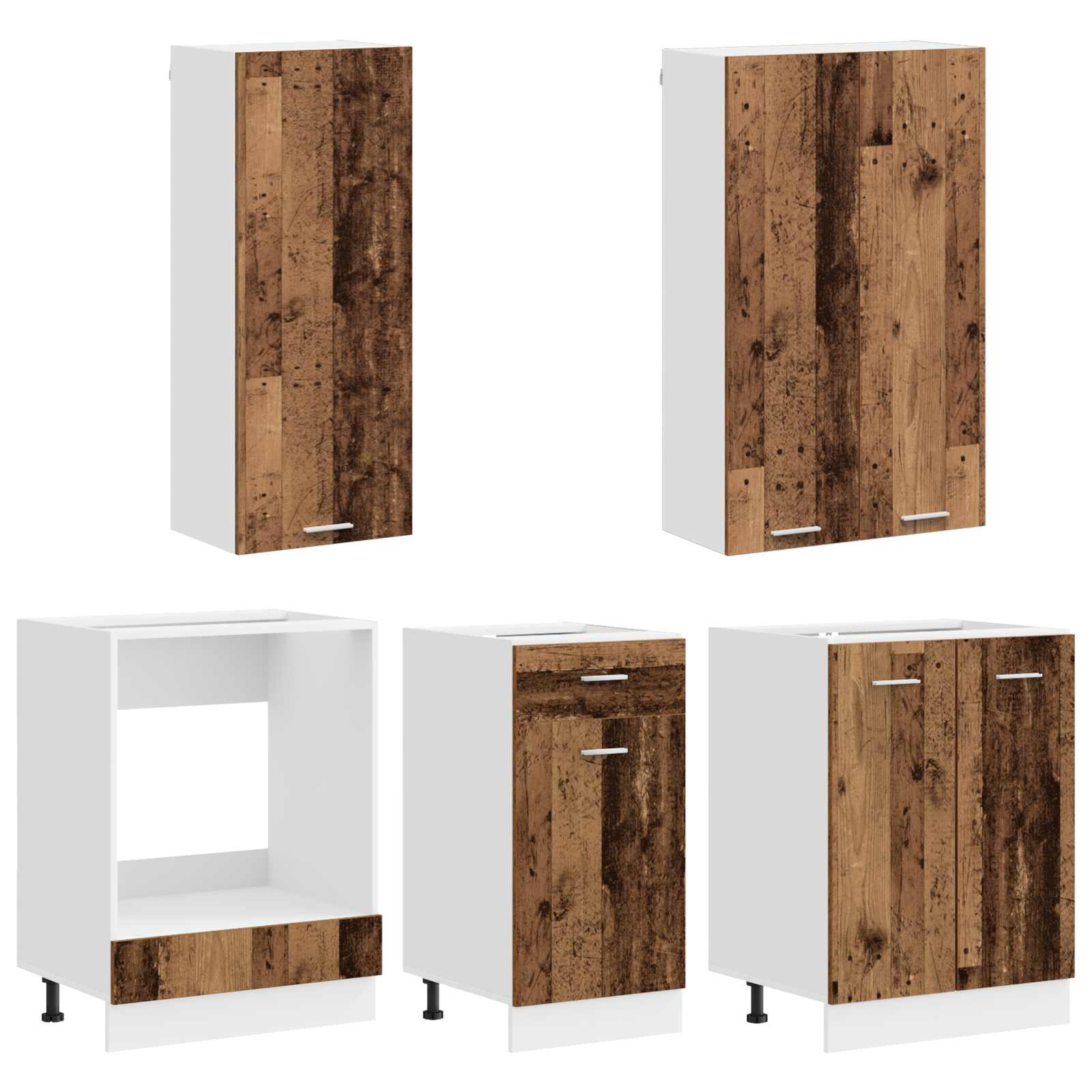 Unité de cuisine LYON 5 pc Bois ancien Bois d'ingénierie