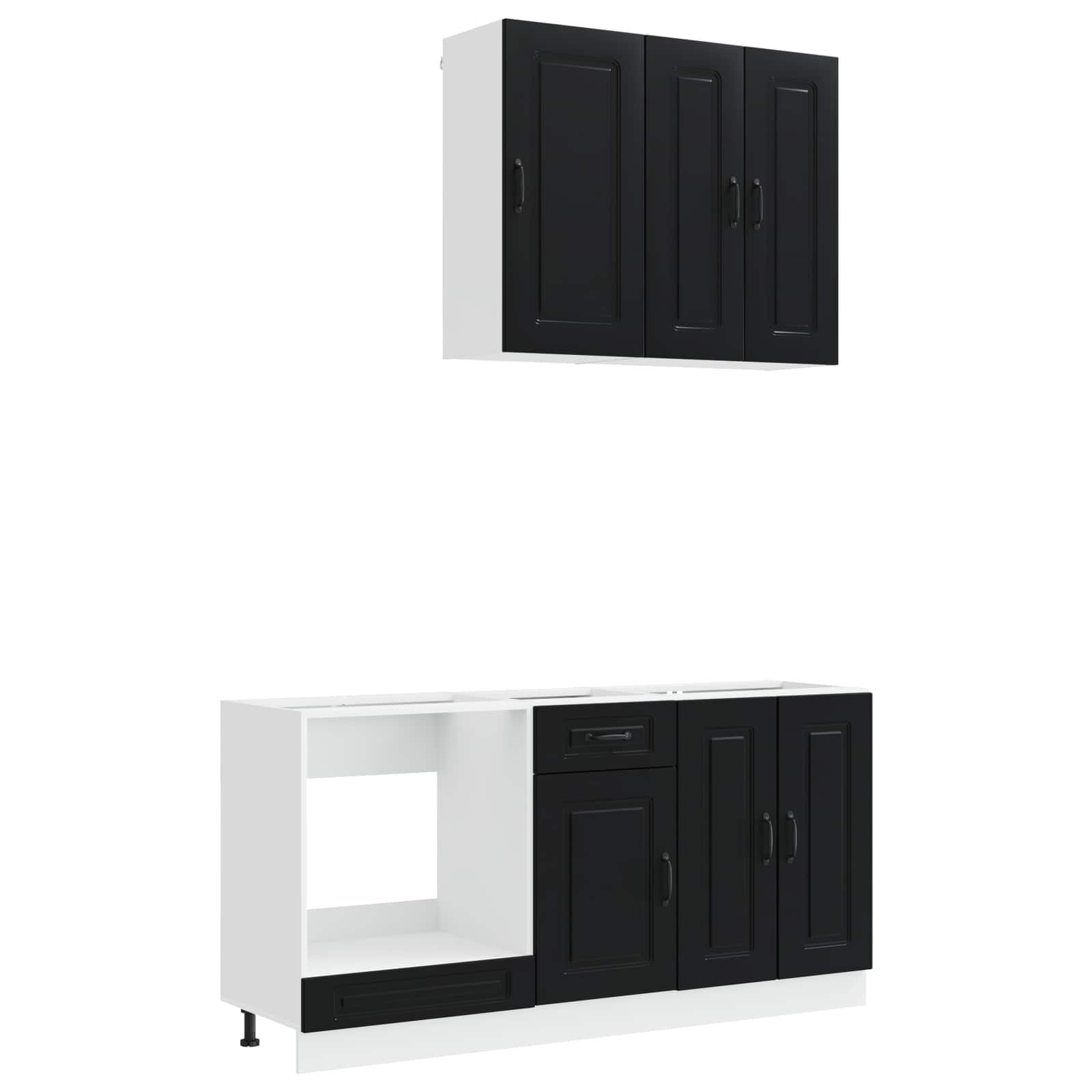 Unité de cuisine KALMAR 5 pc Noir Bois d'ingénierie