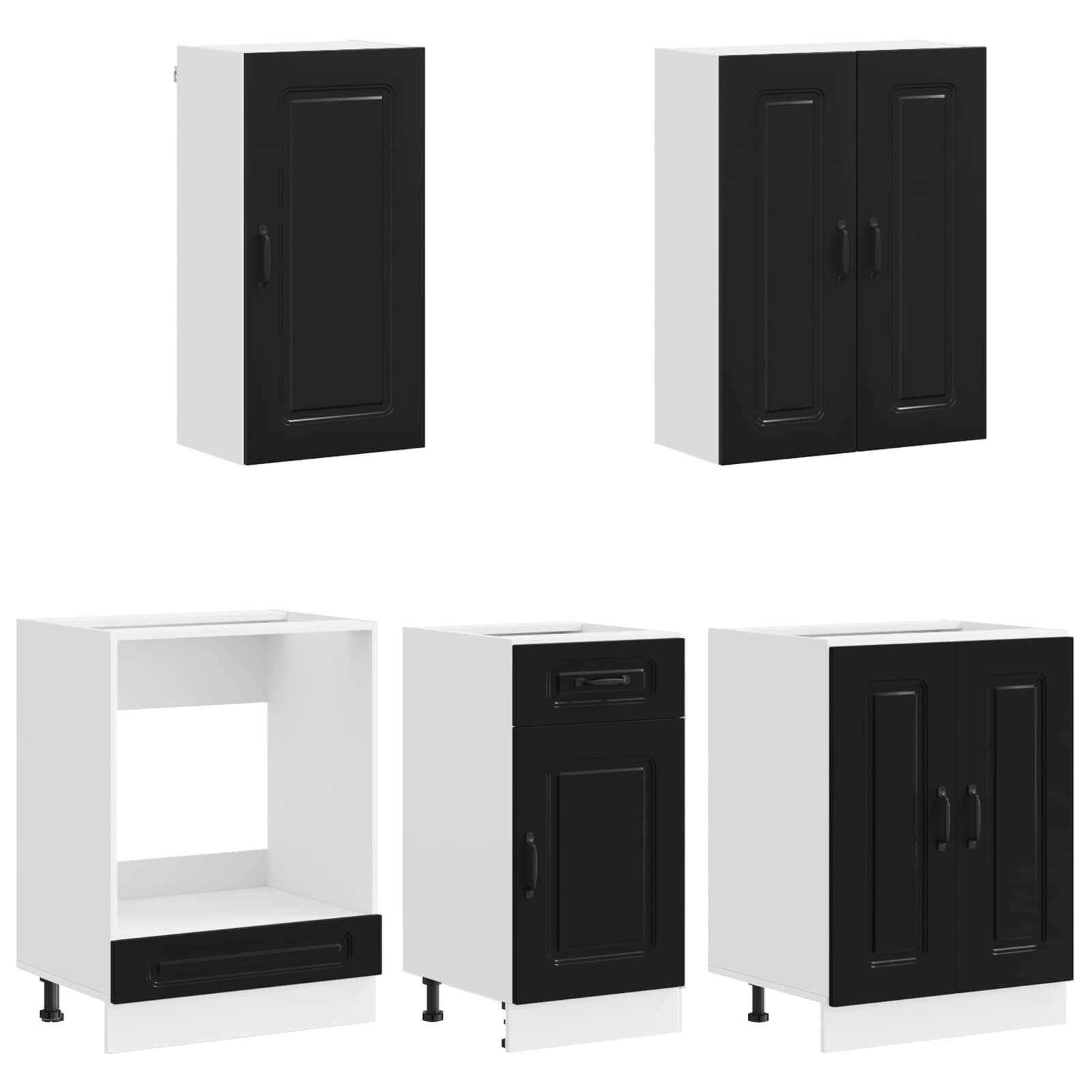 Unité de cuisine KALMAR 5 pc Noir Bois d'ingénierie