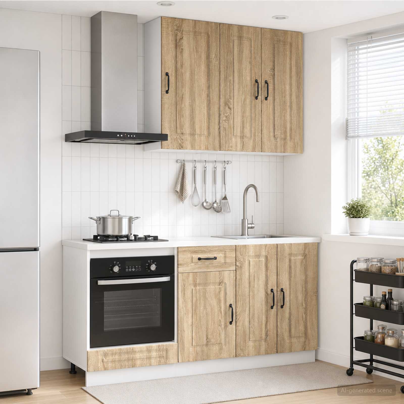 Unité de cuisine KALMAR 5 pc Chêne Sonoma Bois d'ingénierie - XIOS