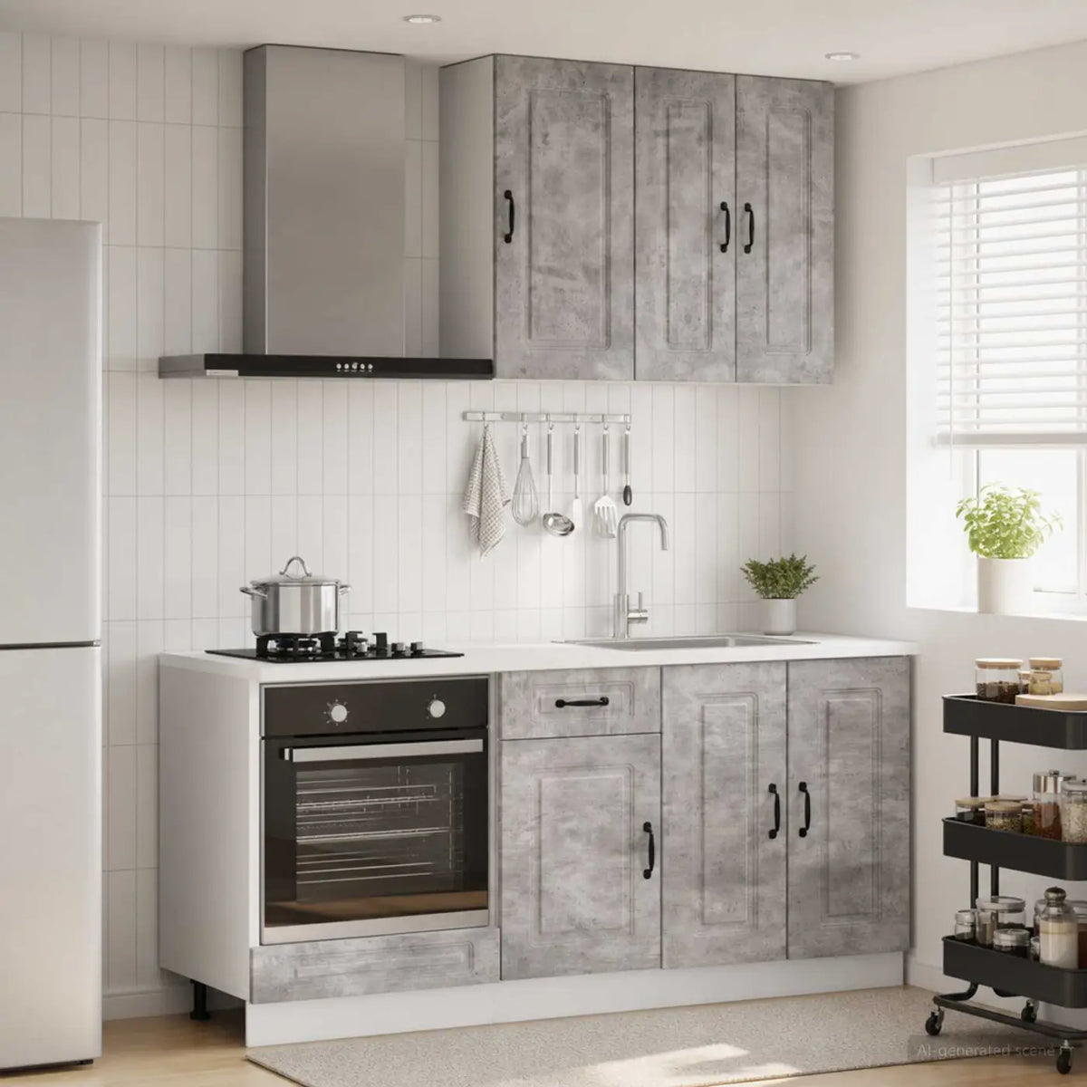 Unité de cuisine KALMAR 5 pc Gris béton Bois d’ingénierie - XIOS