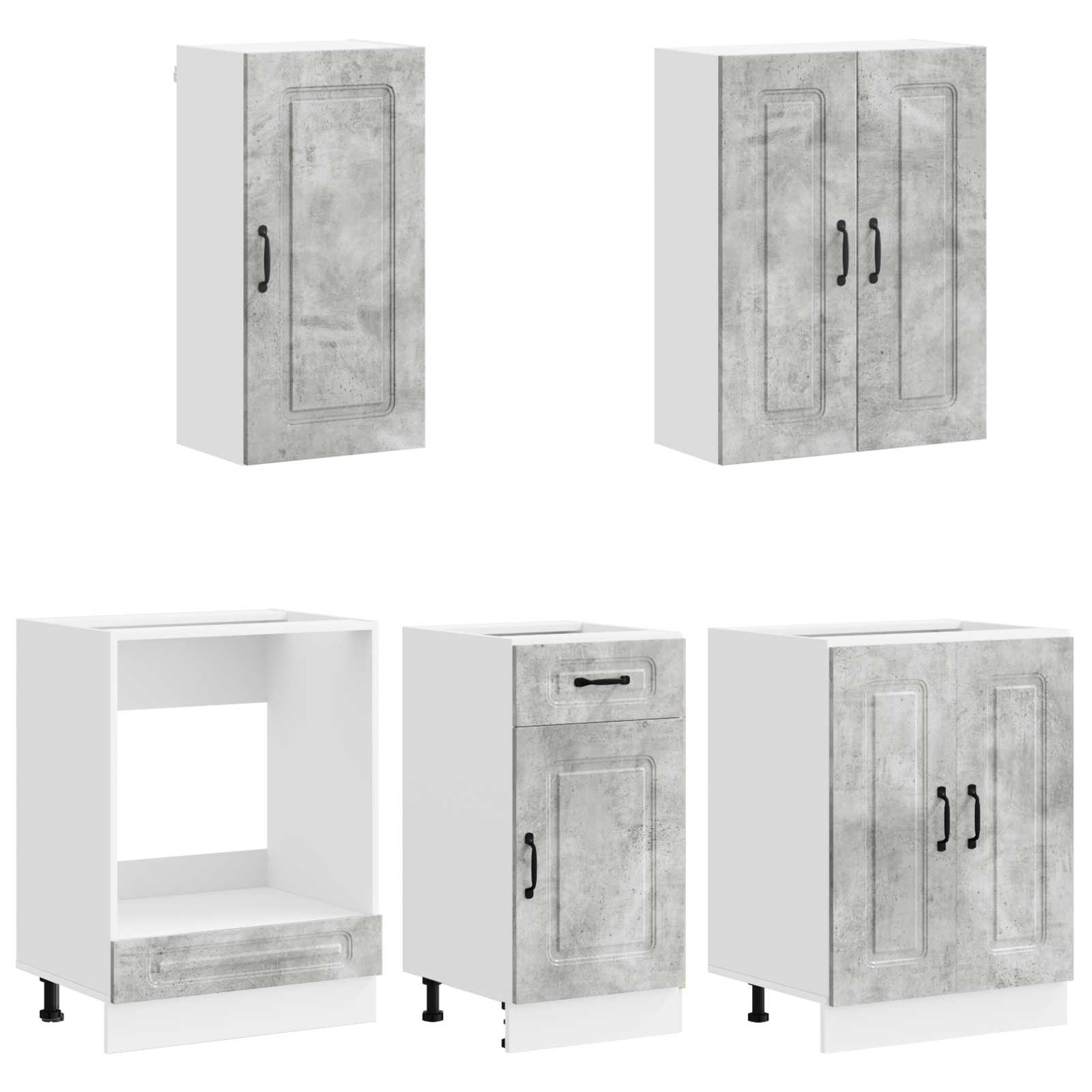 Unité de cuisine KALMAR 5 pc Gris béton Bois d'ingénierie