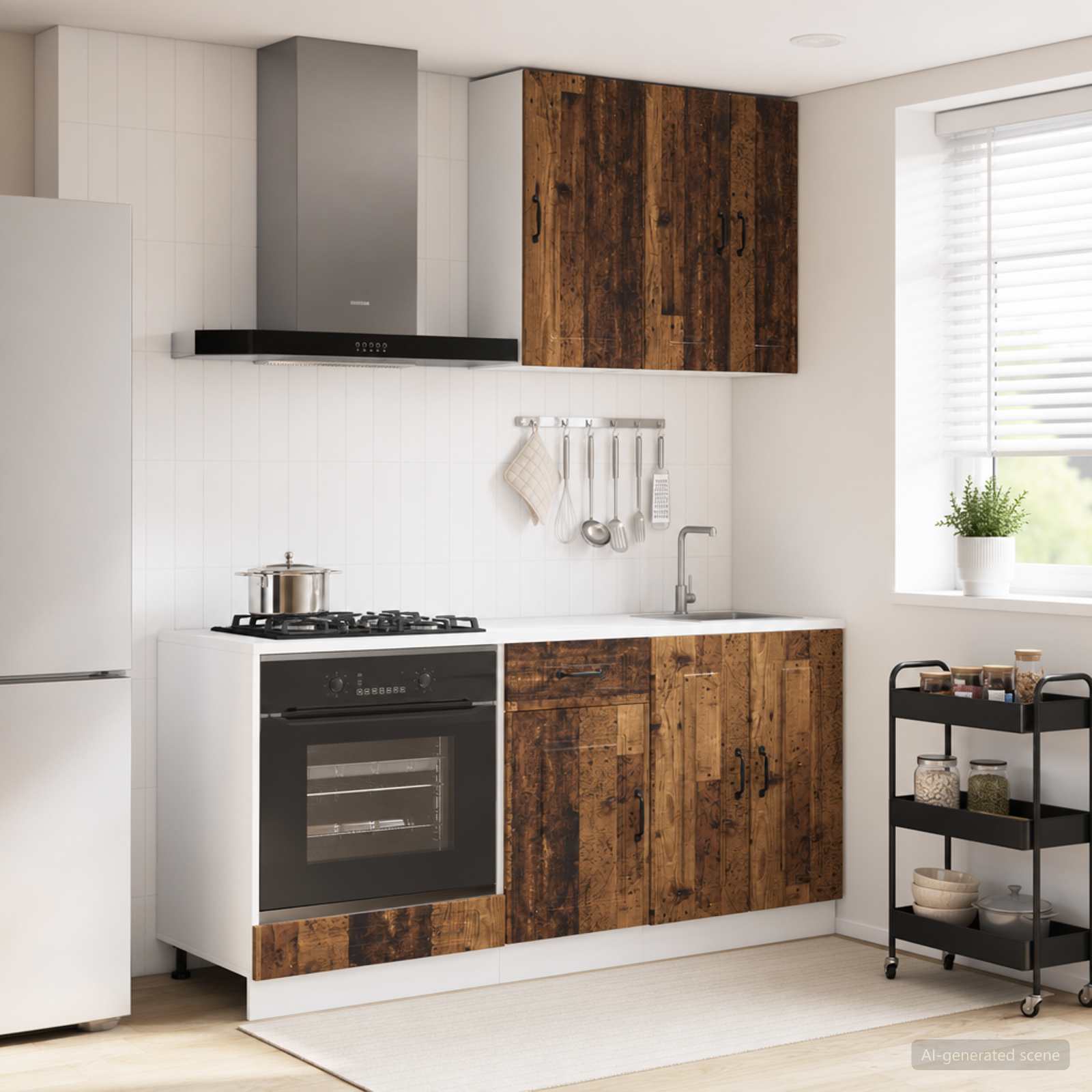 Unité de cuisine KALMAR 5 pc Bois ancien Bois d'ingénierie