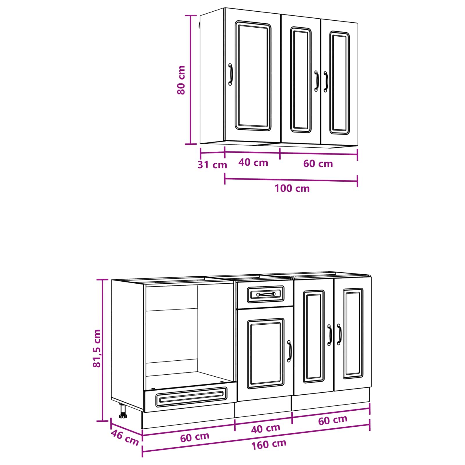Unité de cuisine KALMAR 5 pc Chêne artisanal Bois d'ingénierie