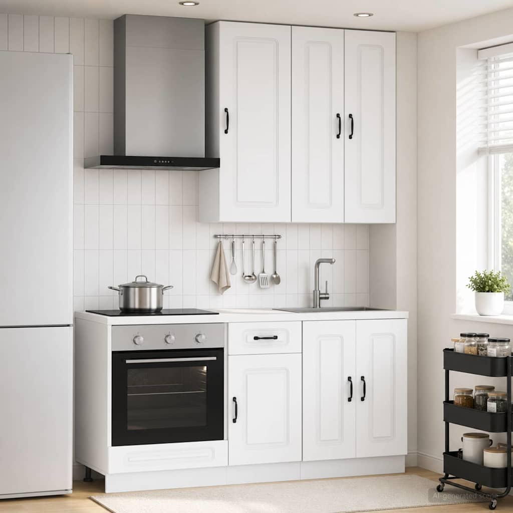 Unité de cuisine KALMAR 5 pc Blanc Bois d'ingénierie
