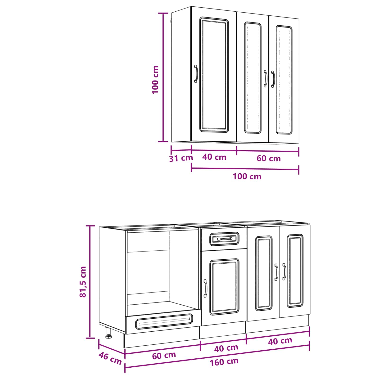 Unité de cuisine KALMAR 5 pc Blanc Bois d'ingénierie - XIOS