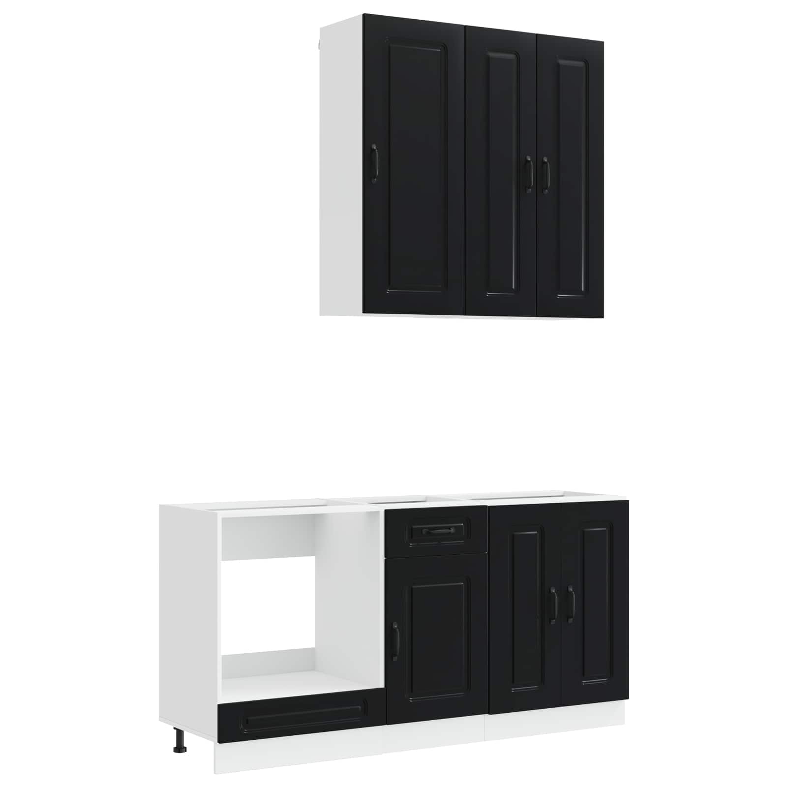 Unité de cuisine KALMAR 5 pc Noir Bois d'ingénierie
