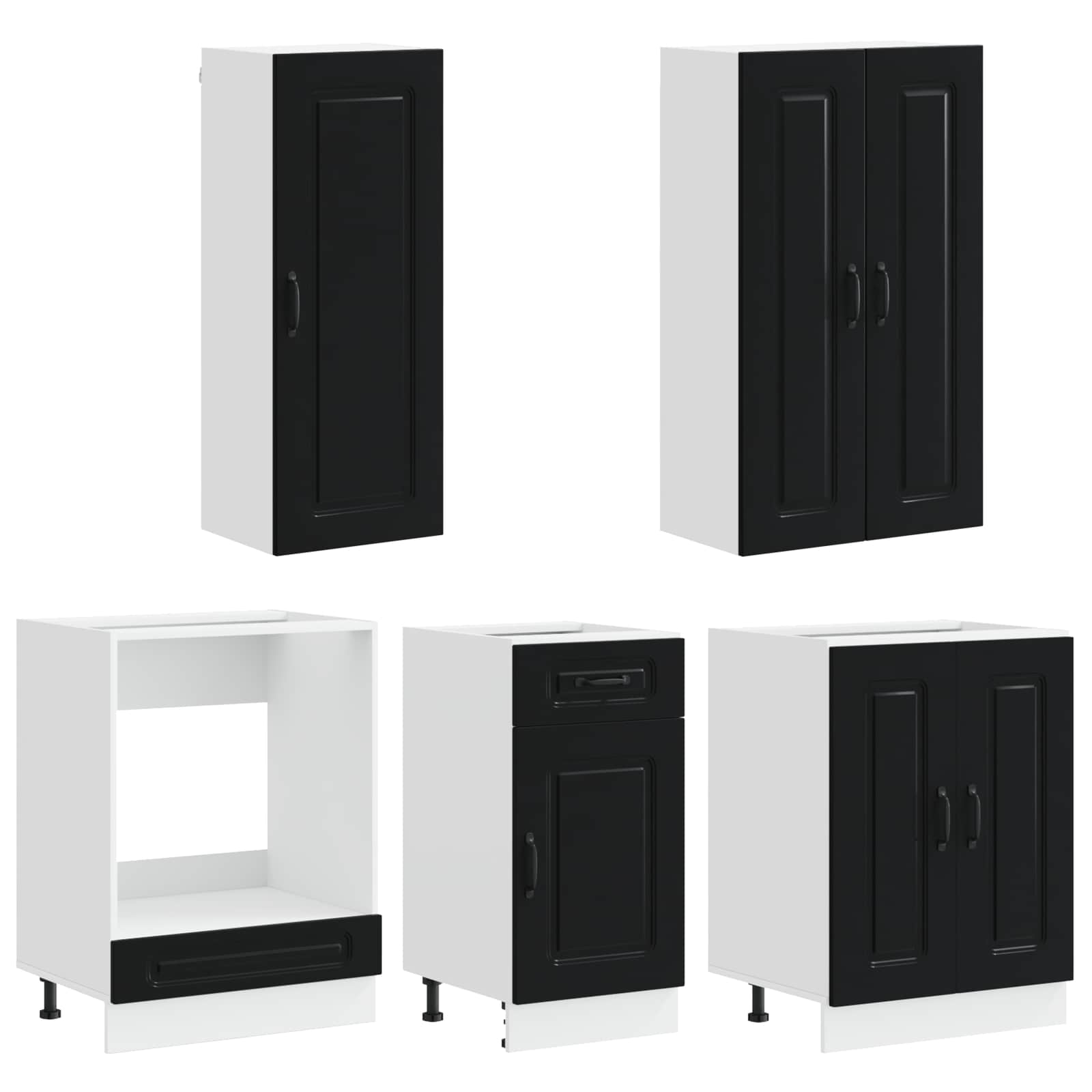 Unité de cuisine KALMAR 5 pc Noir Bois d'ingénierie