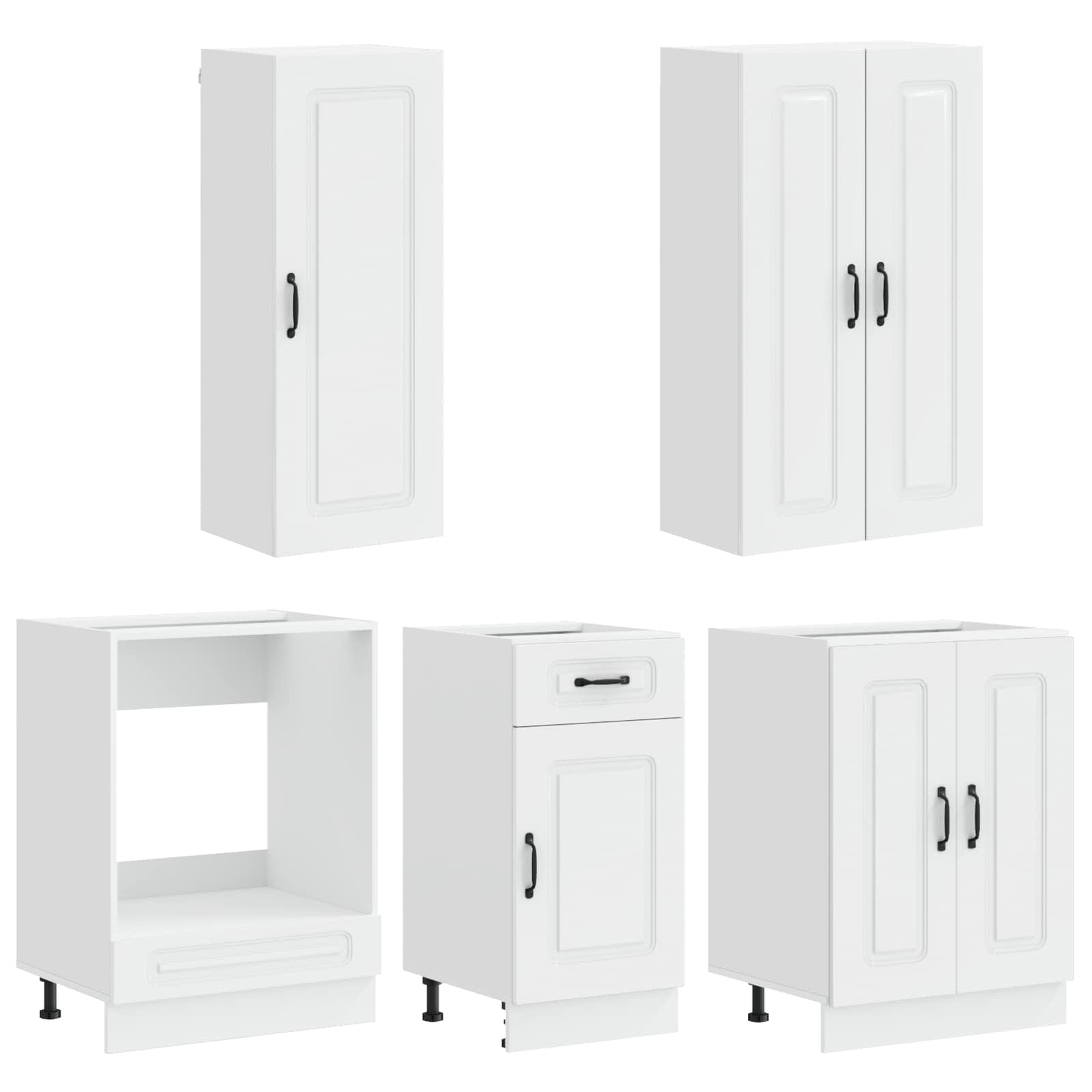 Unité de cuisine KALMAR 5 pc Blanc brillant Bois d'ingénierie