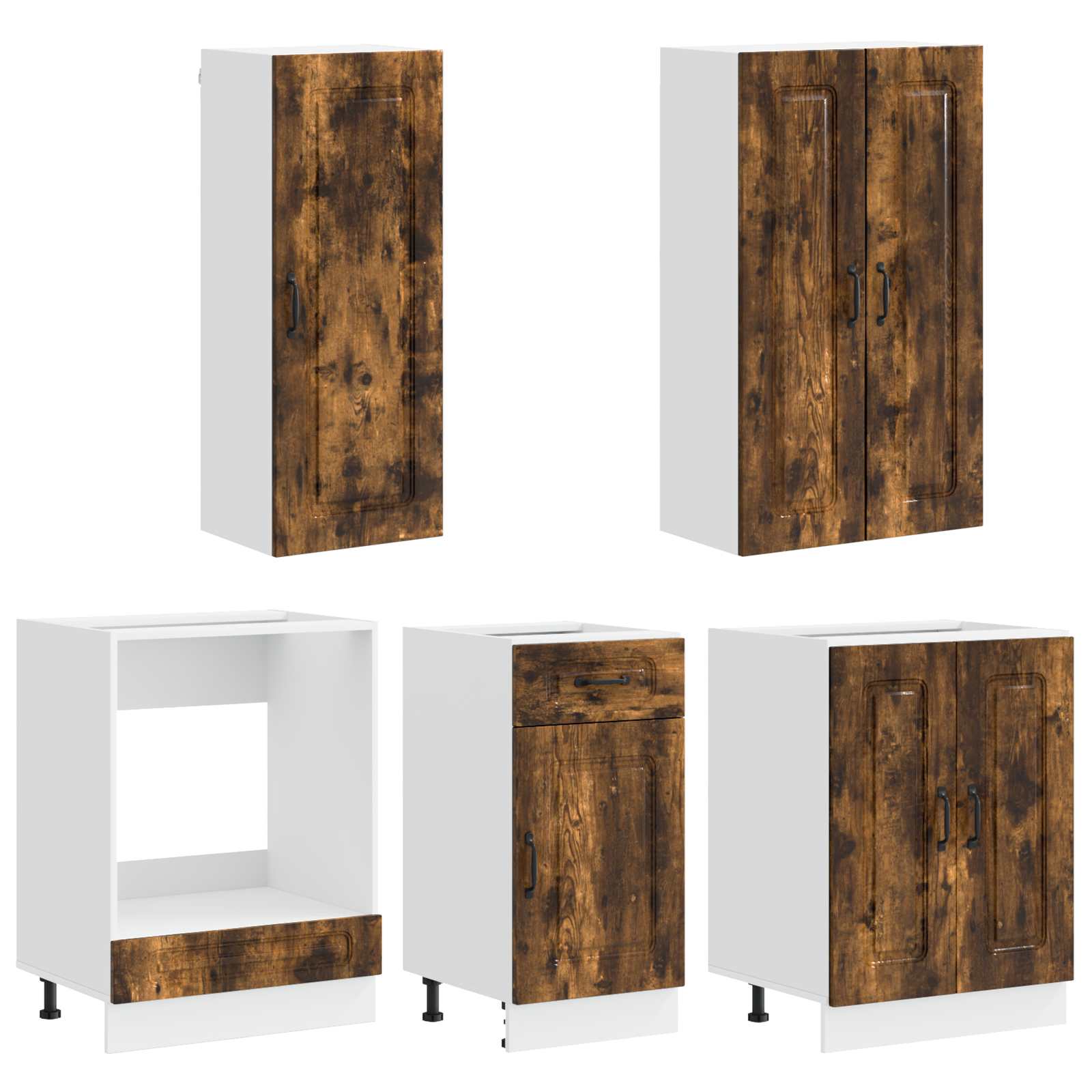Unité de cuisine KALMAR 5 pc Chêne fumé Bois d'ingénierie