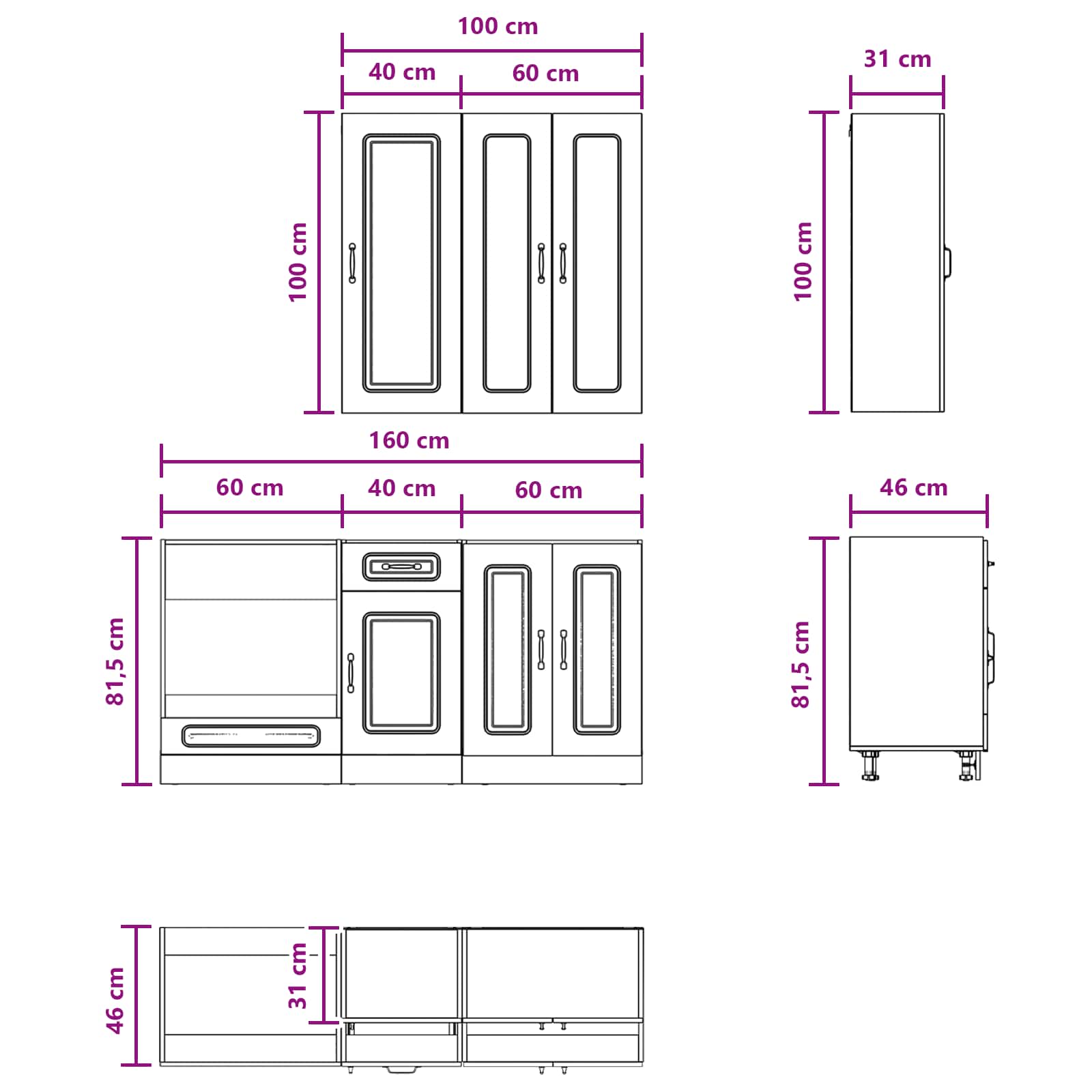 Unité de cuisine KALMAR 5 pc Chêne fumé Bois d'ingénierie