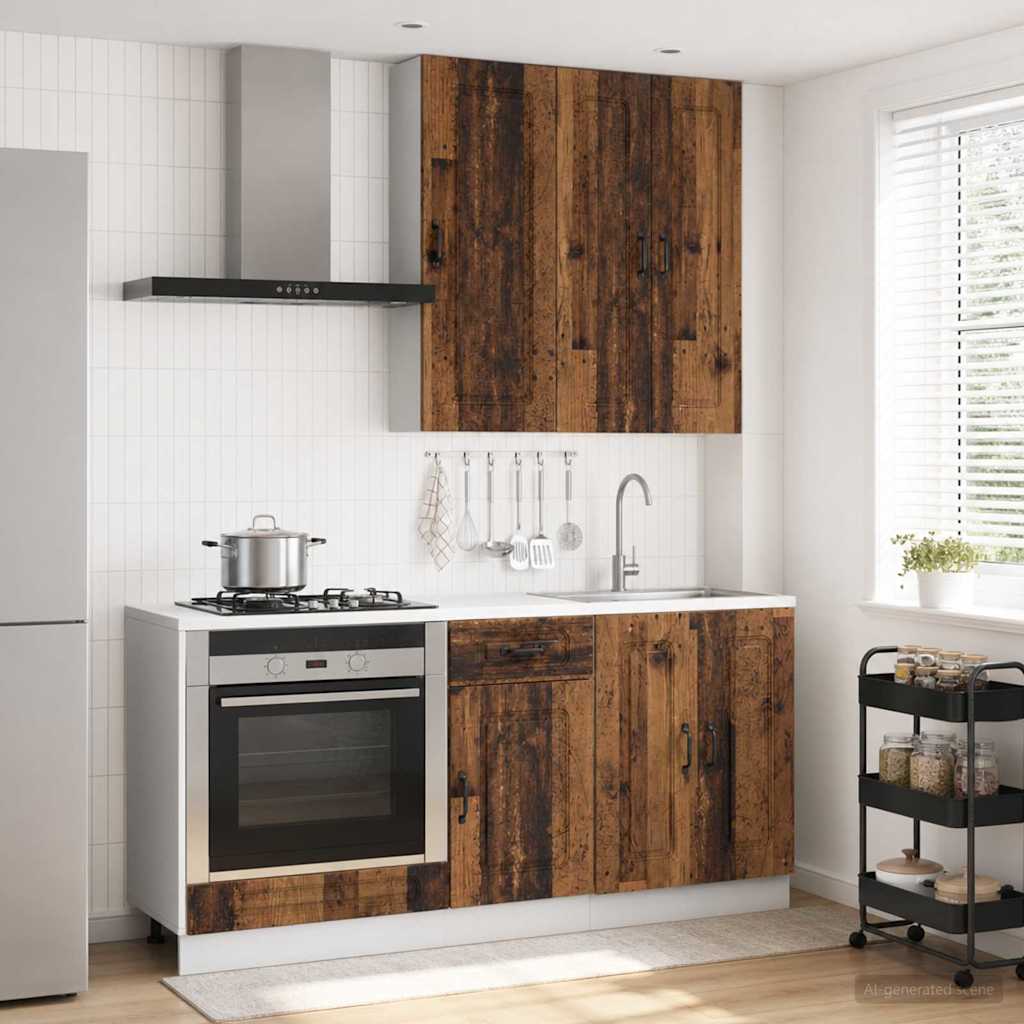 Unité de cuisine KALMAR 5 pc Bois ancien Bois d'ingénierie