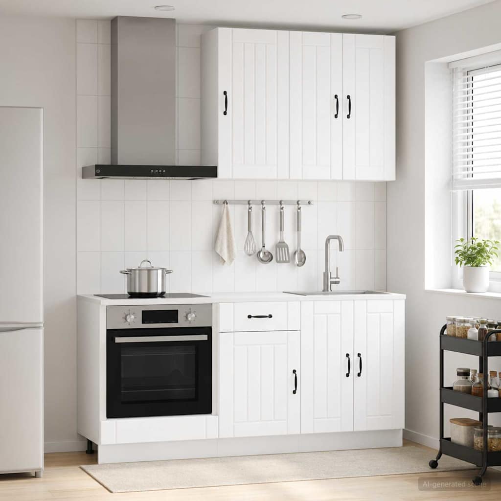 Unité de cuisine LUCCA 5 pc Blanc Bois d'ingénierie