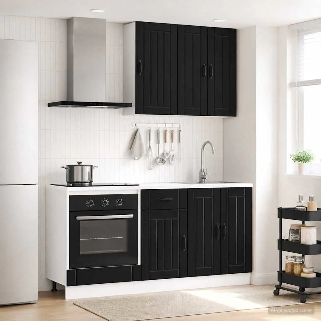 Unité de cuisine LUCCA 5 pc Noir Bois d’ingénierie - XIOS