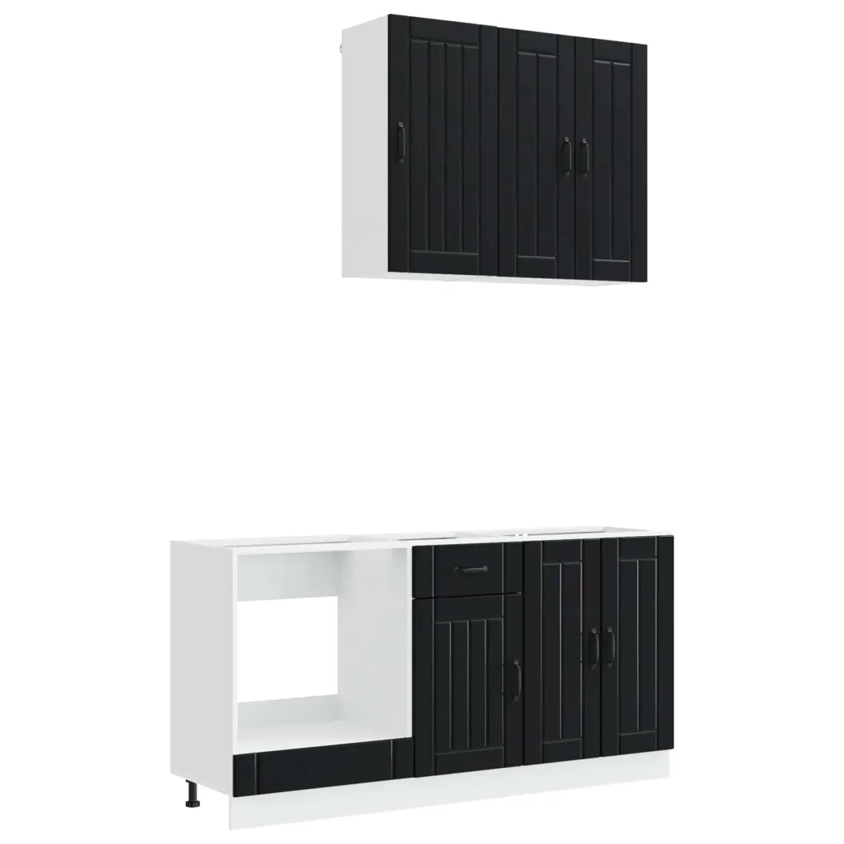 Unité de cuisine LUCCA 5 pc Noir Bois d’ingénierie - XIOS