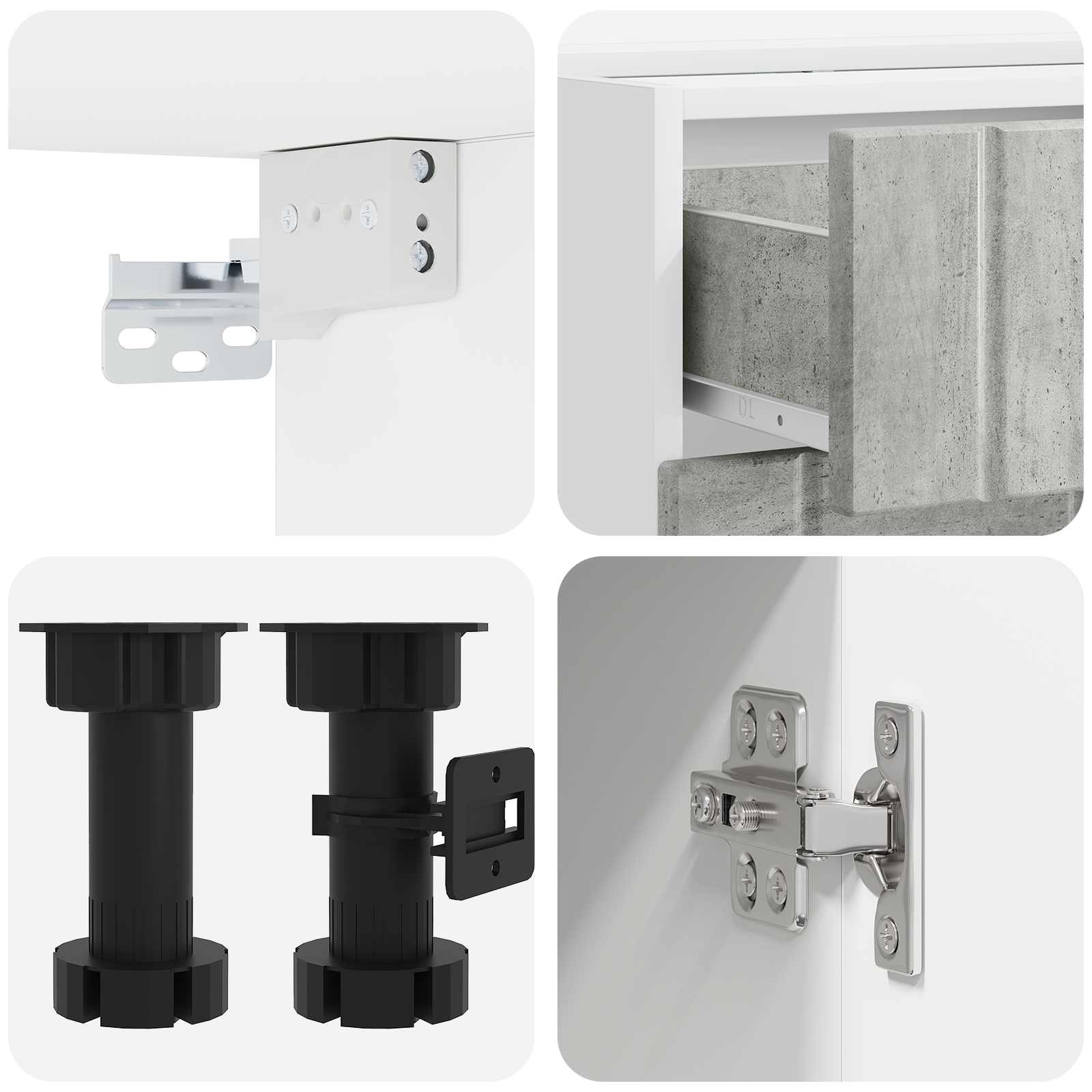 Unité de cuisine LUCCA 5 pc Gris béton Bois d'ingénierie