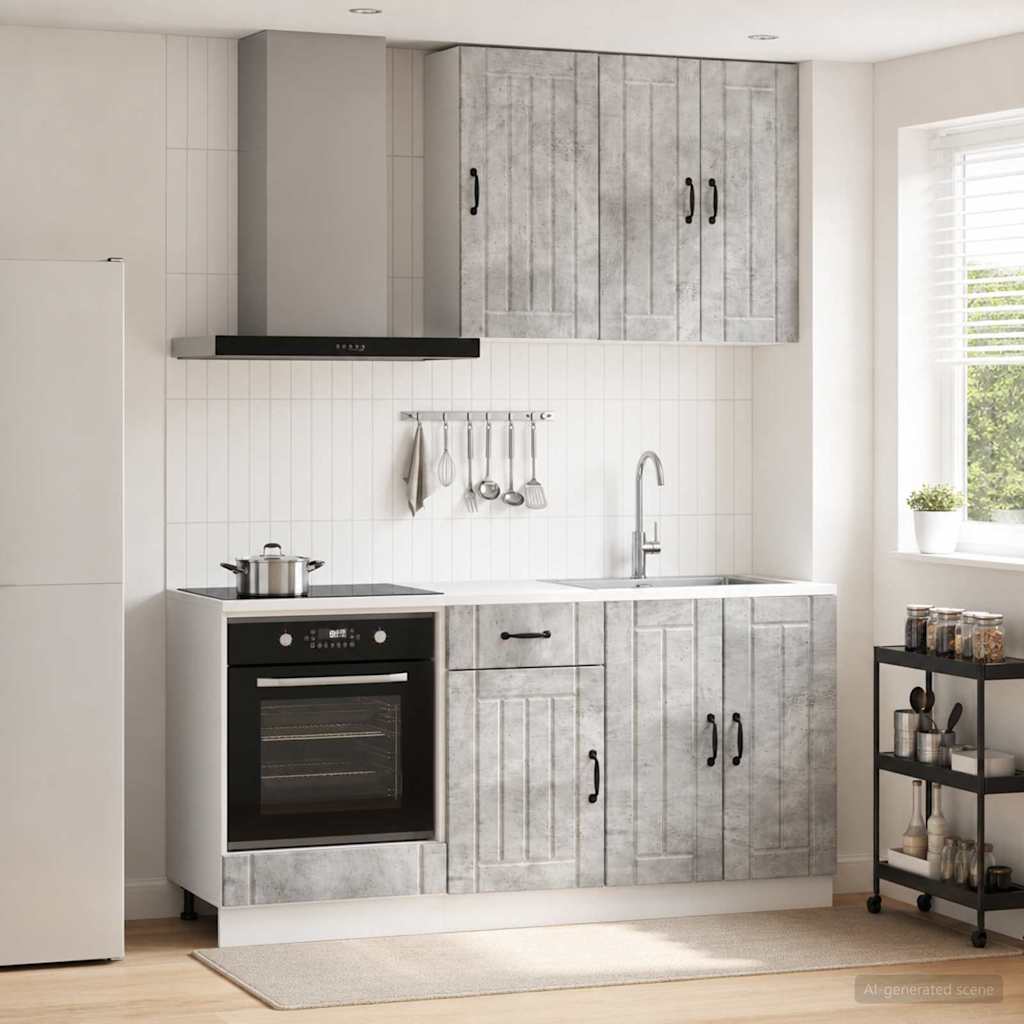 Unité de cuisine LUCCA 5 pc Gris béton Bois d'ingénierie