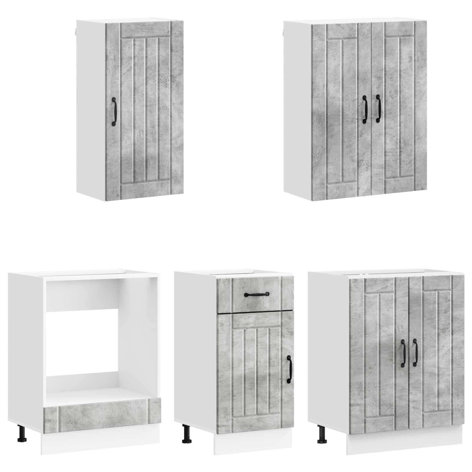 Unité de cuisine LUCCA 5 pc Gris béton Bois d'ingénierie