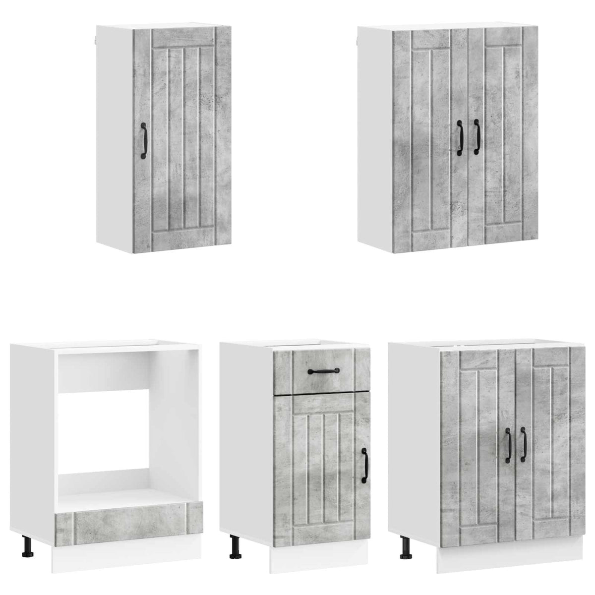Unité de cuisine LUCCA 5 pc Gris béton Bois d'ingénierie