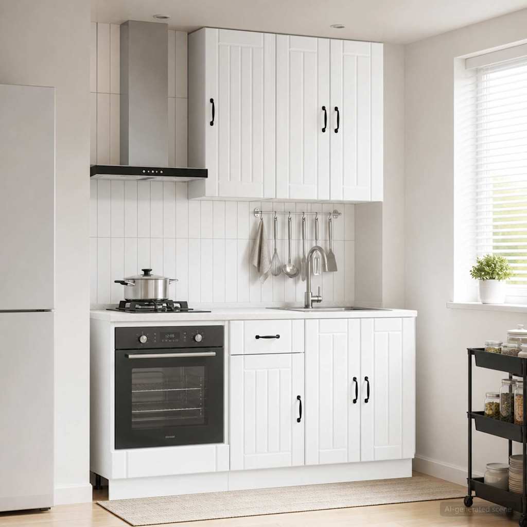 Unité de cuisine LUCCA 5 pc Blanc brillant Bois d'ingénierie
