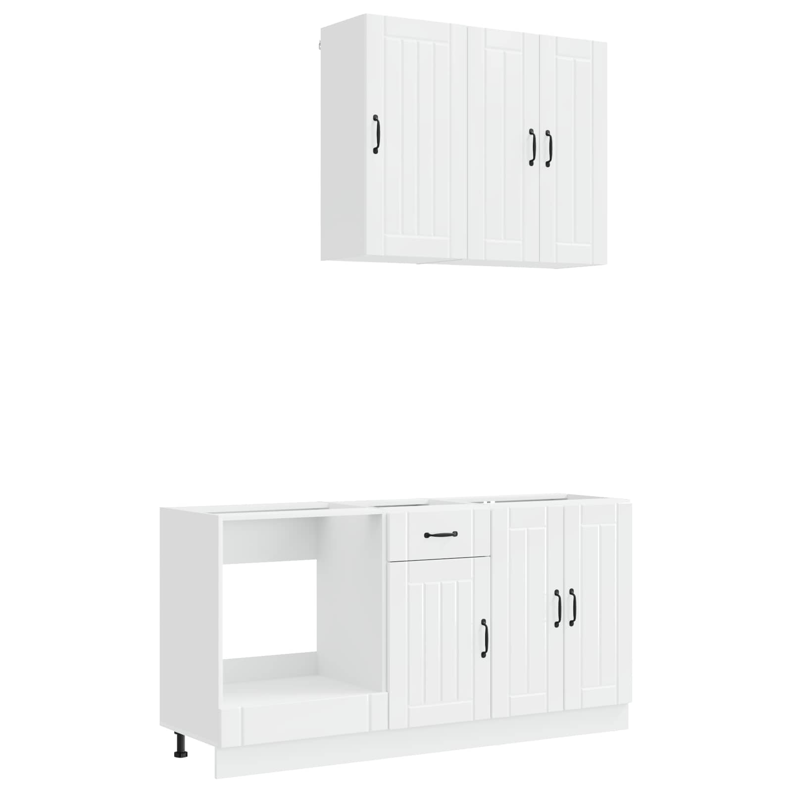 Unité de cuisine LUCCA 5 pc Blanc brillant Bois d'ingénierie
