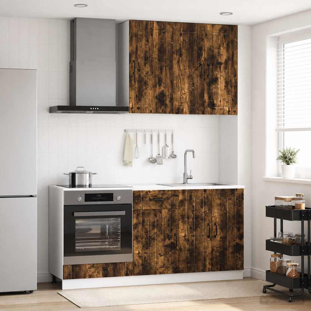 Unité de cuisine LUCCA 5 pc Chêne fumé Bois d'ingénierie