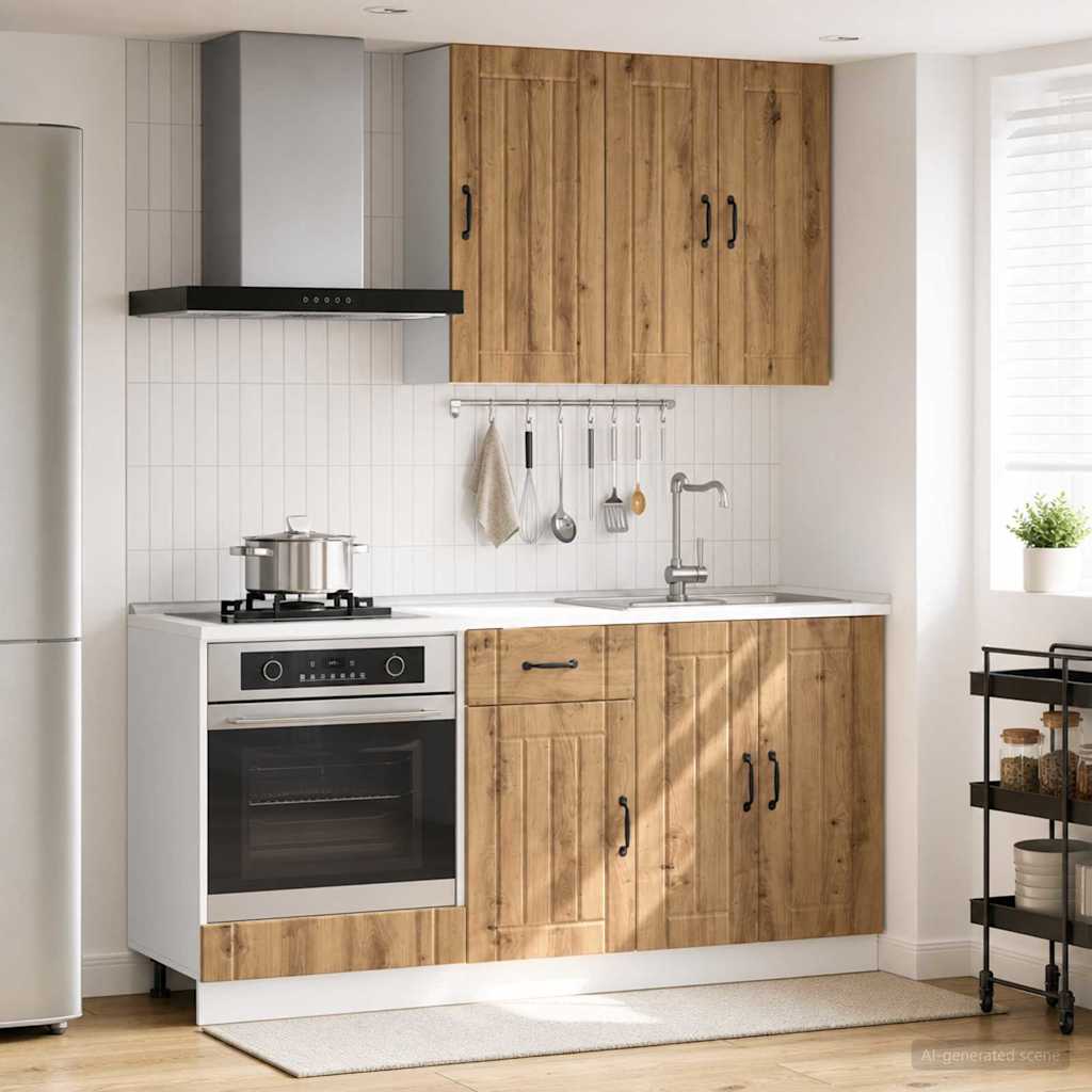 Unité de cuisine LUCCA 5 pc Chêne artisanal Bois d'ingénierie