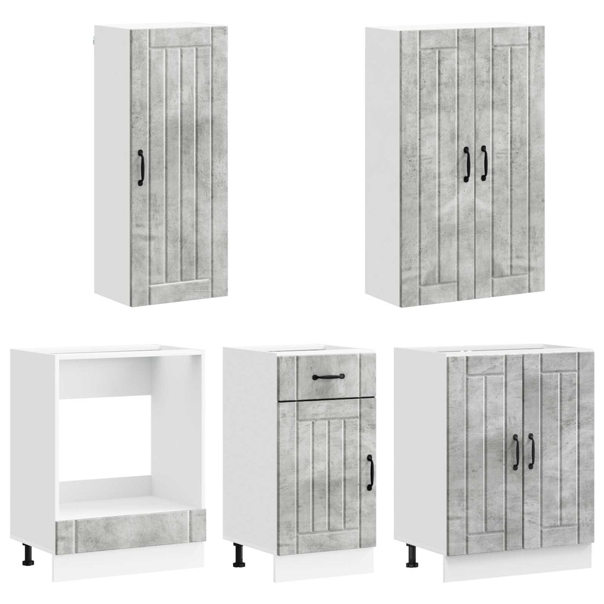 Unité de cuisine LUCCA 5 pc Gris béton Bois d'ingénierie