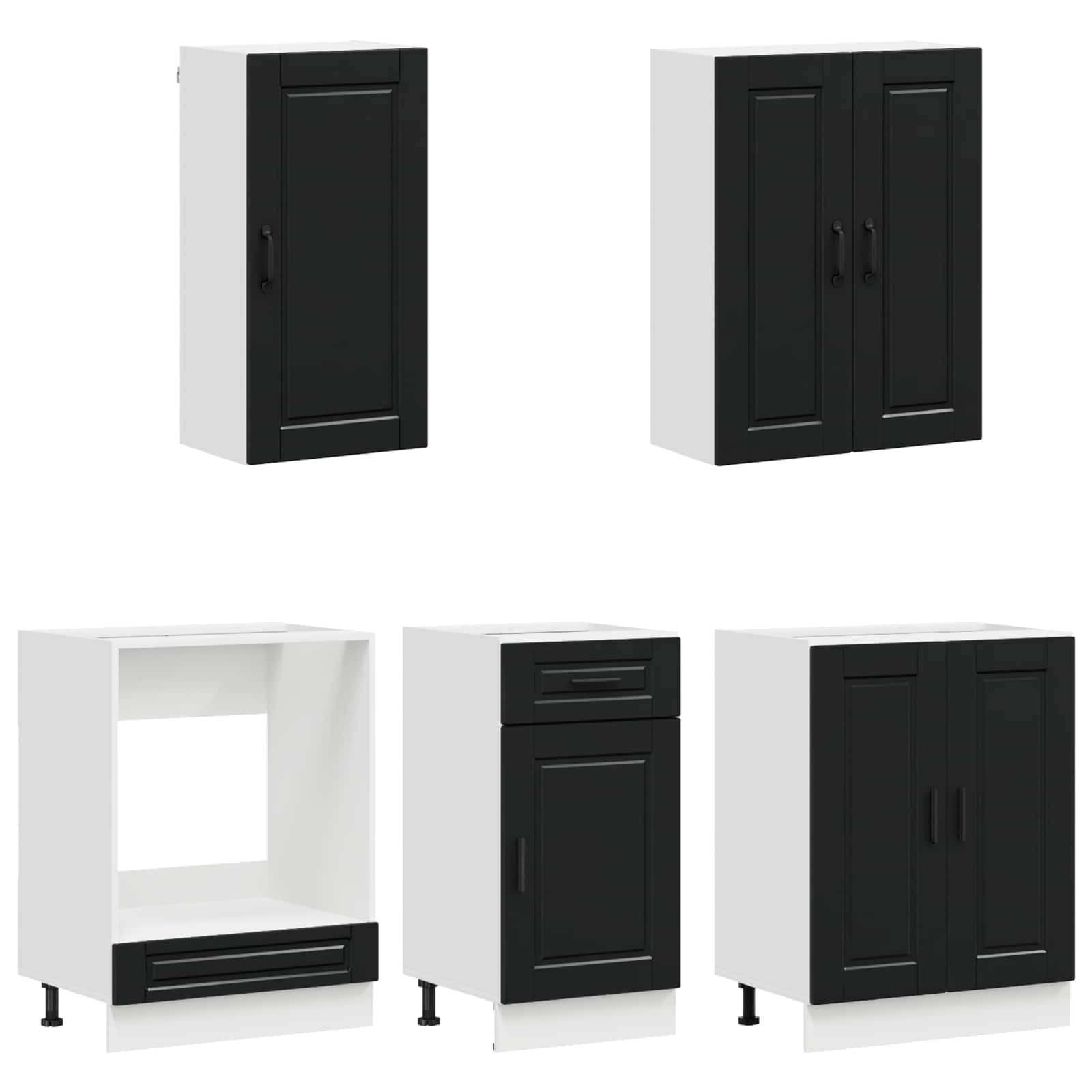Unité de cuisine PORTO 5 pc Noir Bois d'ingénierie - XIOS
