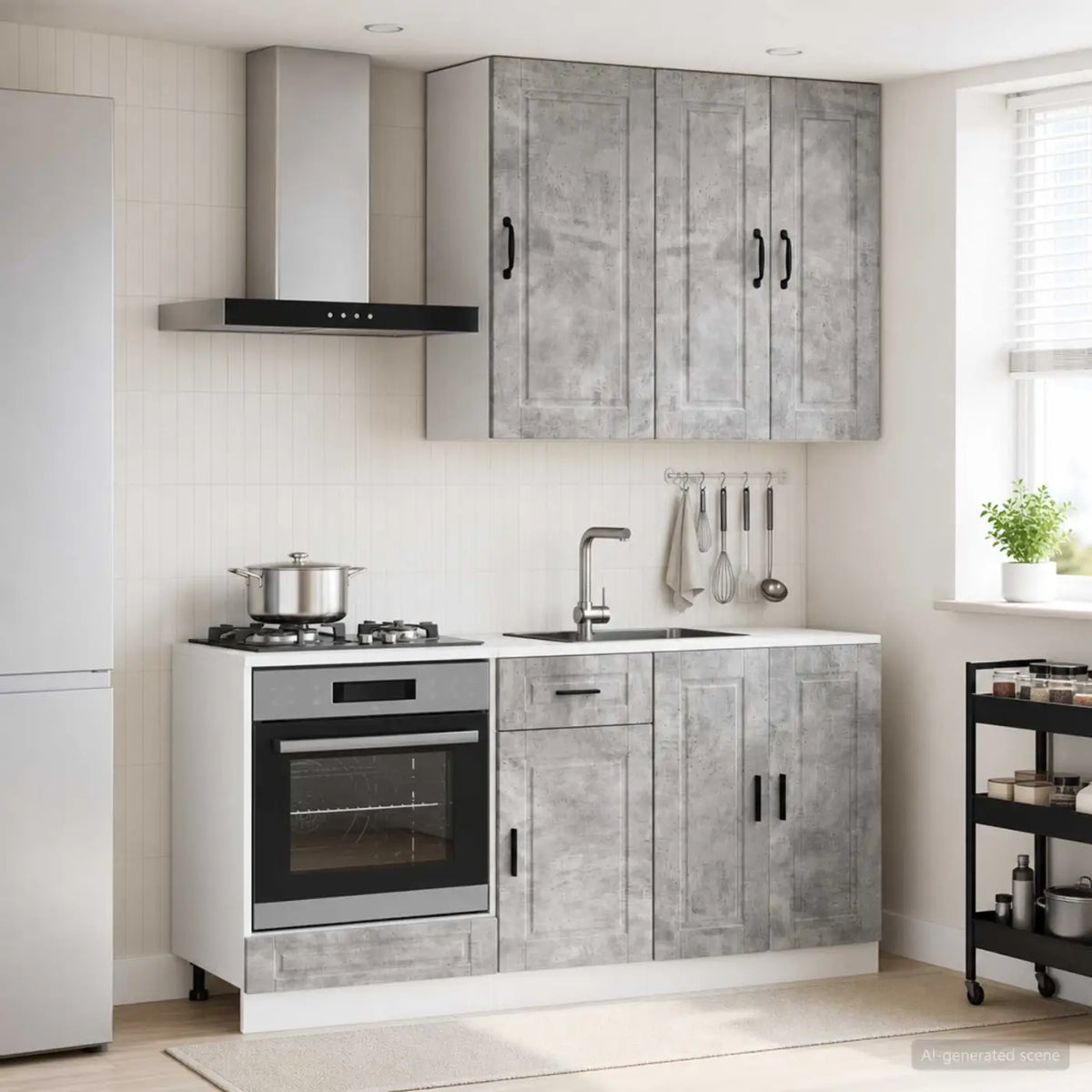 Unité de cuisine PORTO 5 pc Gris béton Bois d’ingénierie - XIOS