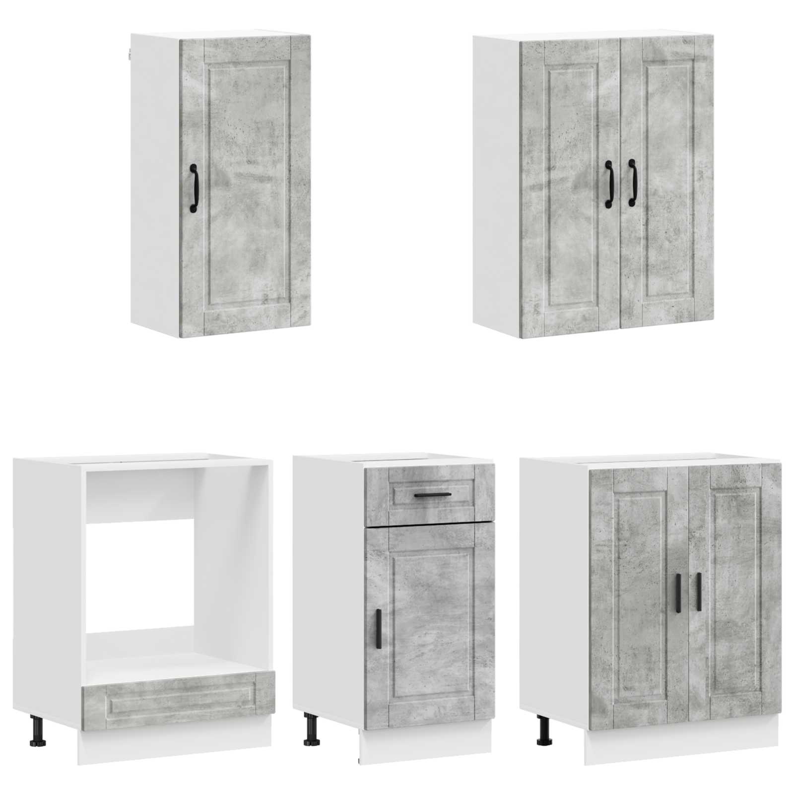 Unité de cuisine PORTO 5 pc Gris béton Bois d'ingénierie - XIOS