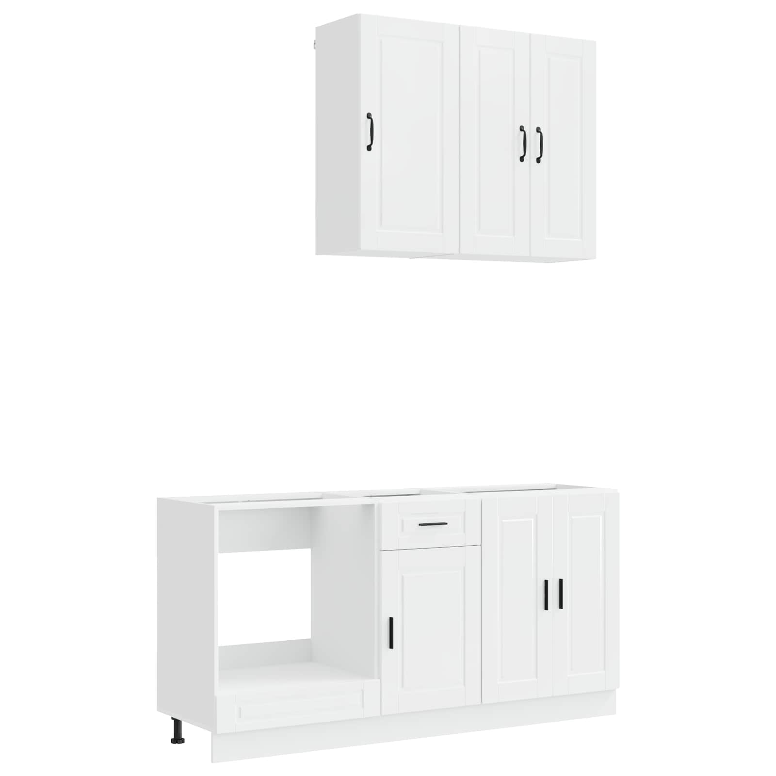 Unité de cuisine PORTO 5 pc Blanc brillant Bois d'ingénierie