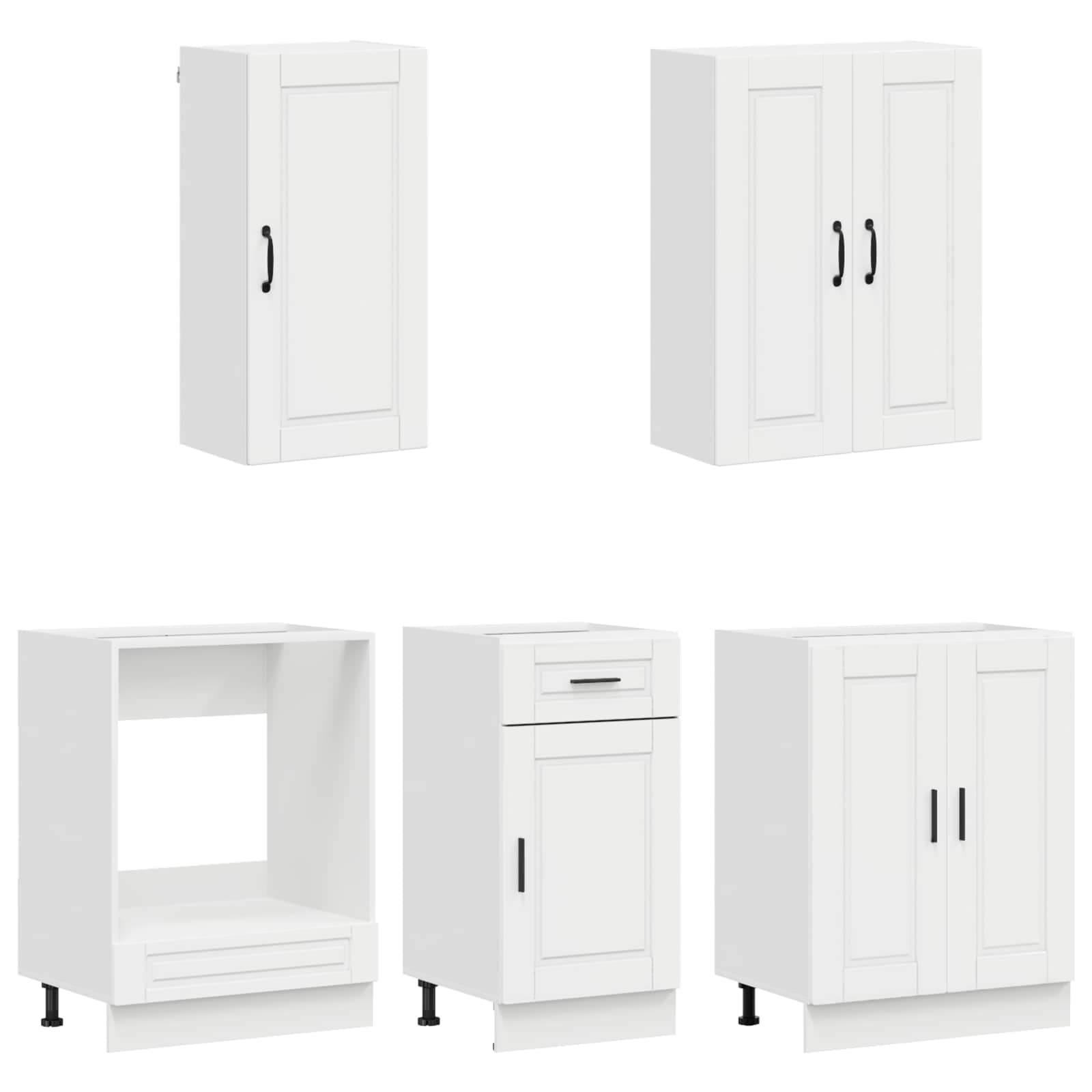 Unité de cuisine PORTO 5 pc Blanc brillant Bois d'ingénierie