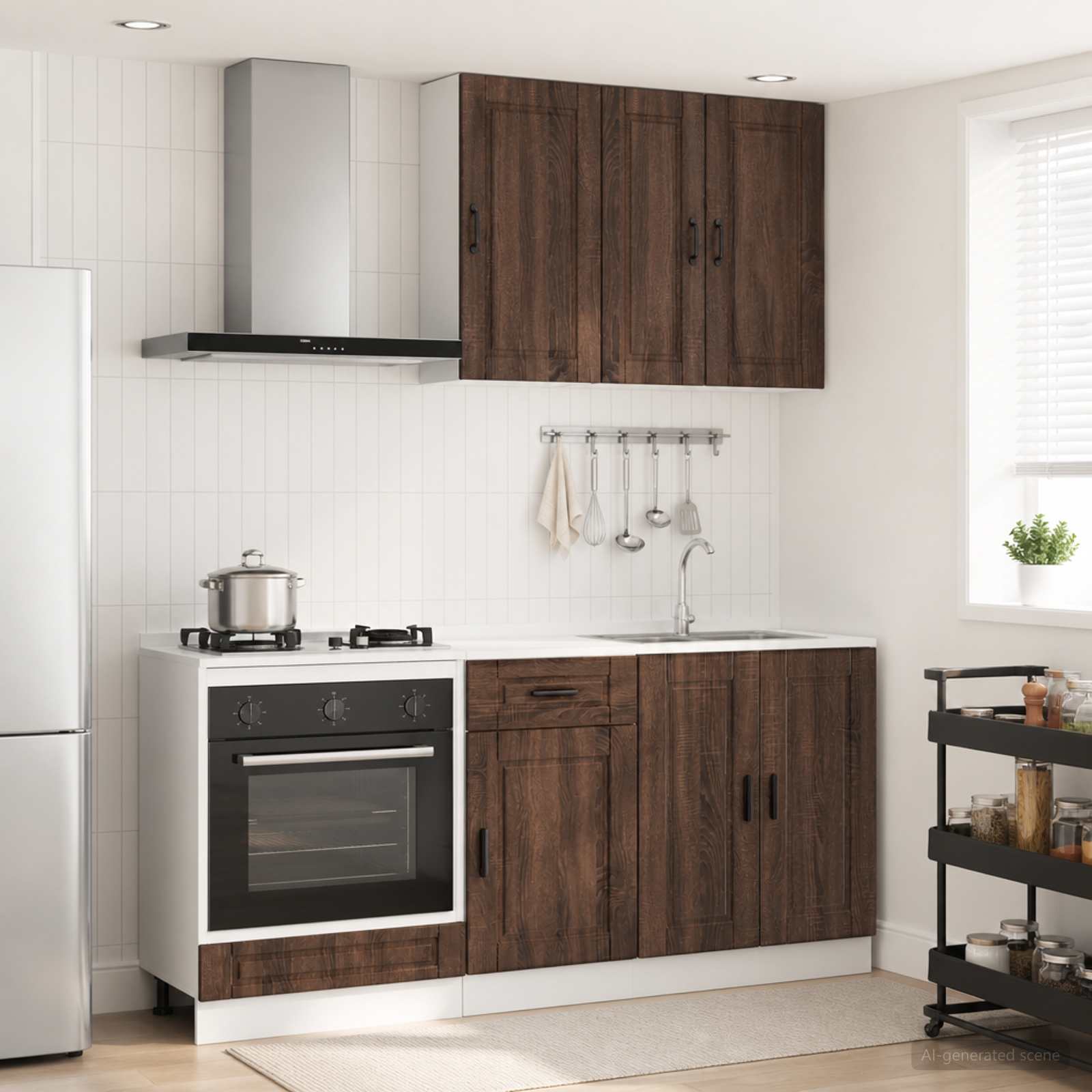 Unité de cuisine PORTO 5 pc Chêne brun Bois d'ingénierie - XIOS