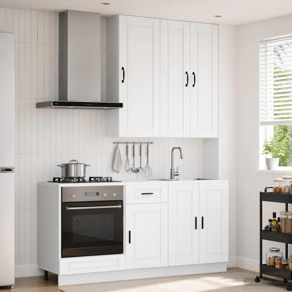 Unité de cuisine PORTO 5 pc Blanc Bois d'ingénierie