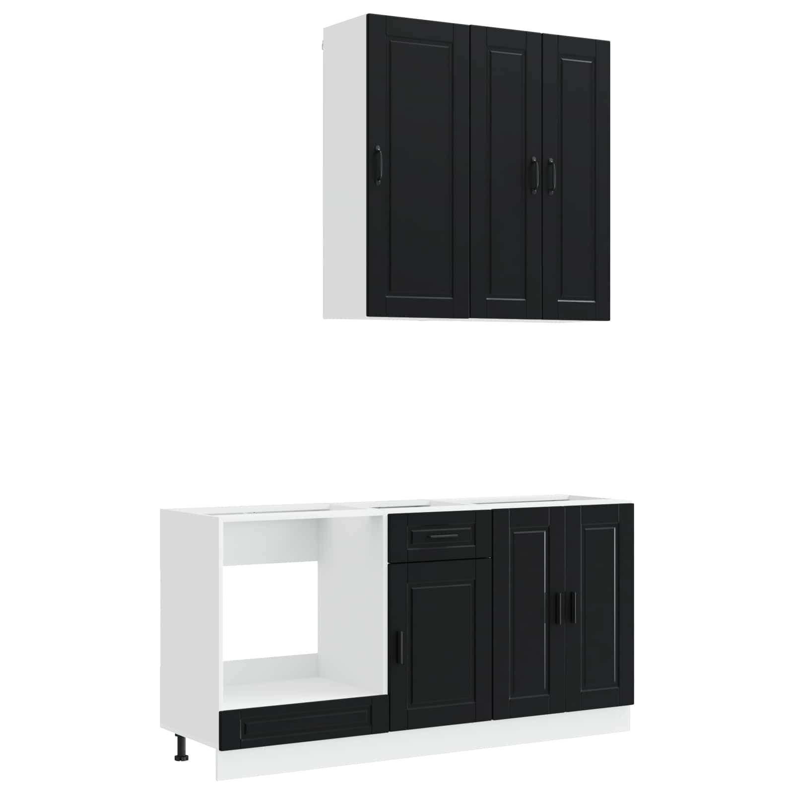 Unité de cuisine PORTO 5 pc Noir Bois d'ingénierie