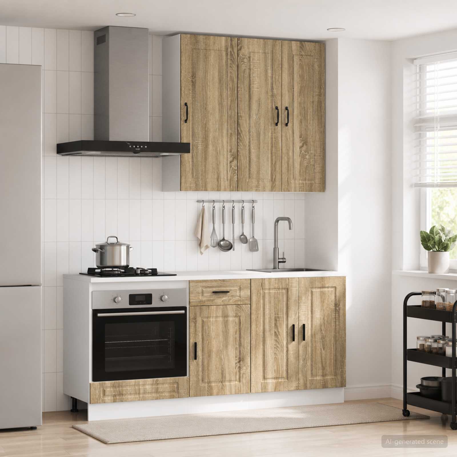 Unité de cuisine PORTO 5 pc Chêne Sonoma Bois d'ingénierie