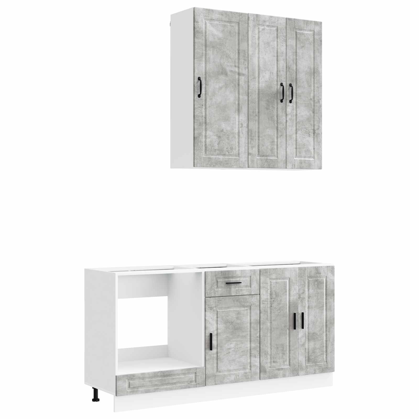 Unité de cuisine PORTO 5 pc Gris béton Bois d'ingénierie