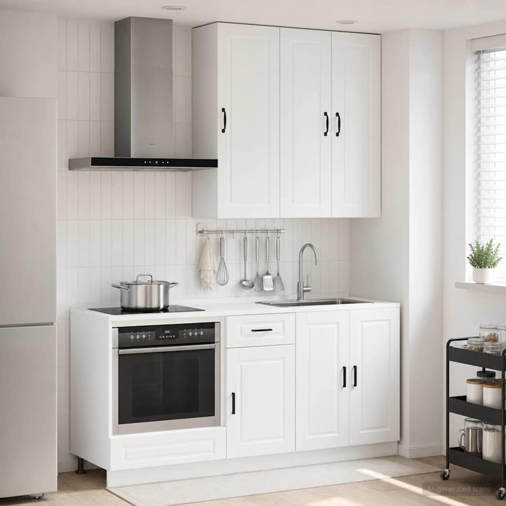 Unité de cuisine PORTO 5 pc Blanc brillant Bois d'ingénierie