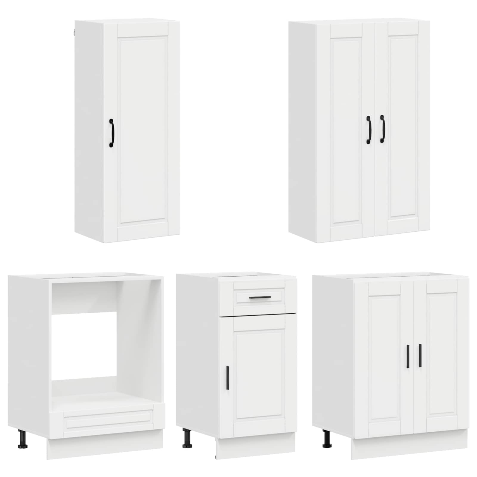 Unité de cuisine PORTO 5 pc Blanc brillant Bois d'ingénierie