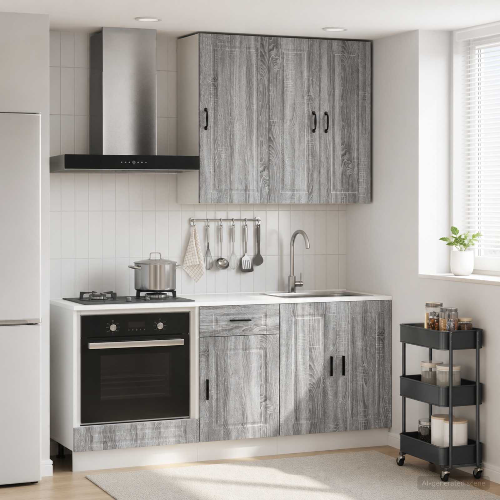 Unité de cuisine PORTO 5 pc Sonoma gris Bois d'ingénierie