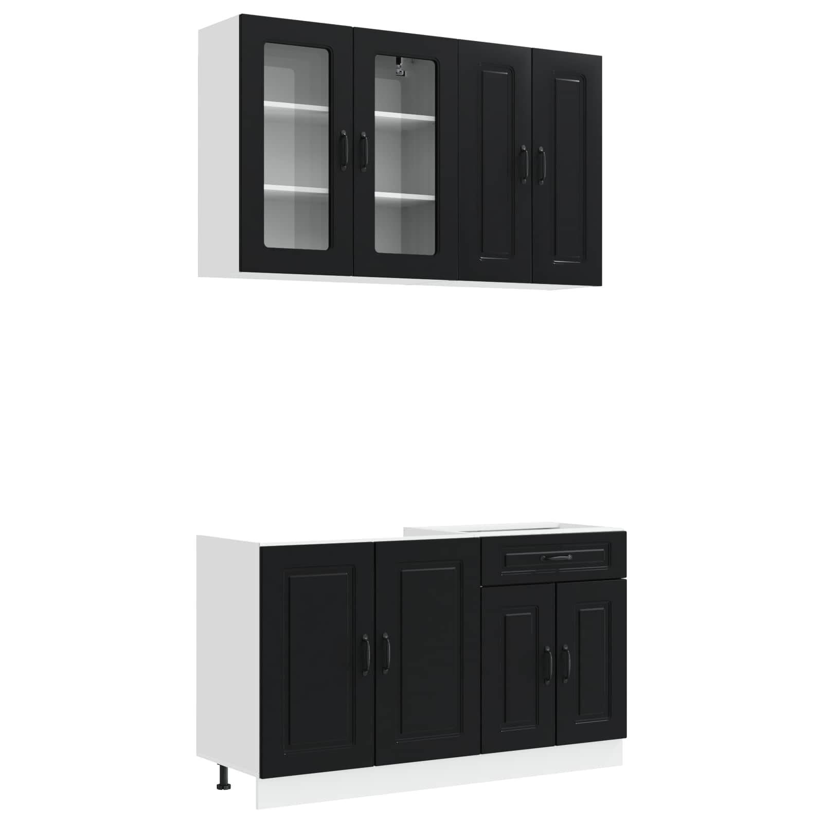 Unité de cuisine KALMAR 4 pc Noir Bois d'ingénierie